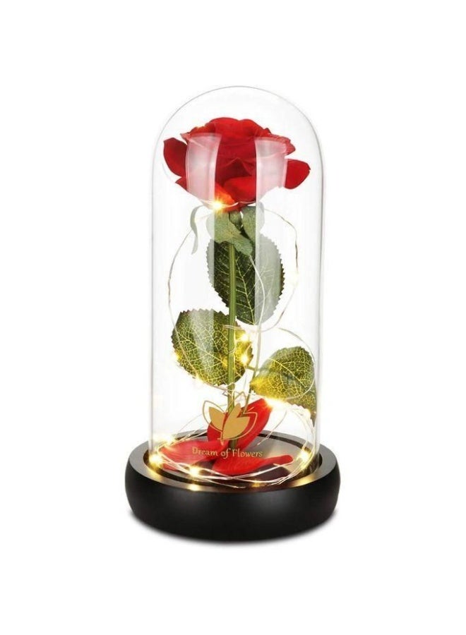 A glowing red rose inside a glass dome – a luxurious, romantic gift with lights for Valentine's Day and anniversaries - Image 1